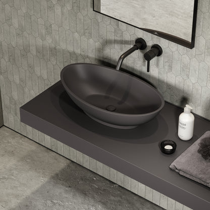 Oasis Charcoal Countertop Stone Basin 600mm