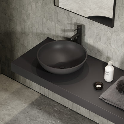 Oasis Charcoal Round Countertop Stone Basin 420mm