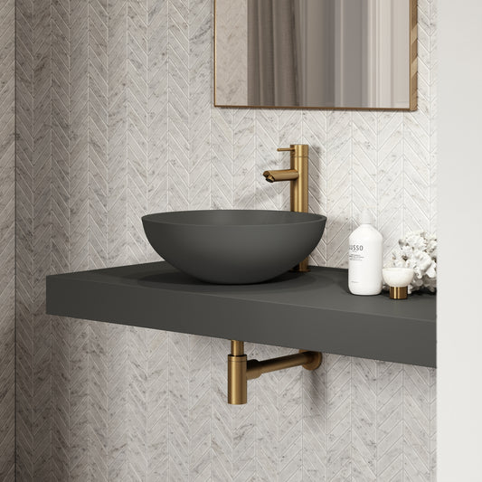 Oasis Clay Round Countertop Stone Basin 420mm