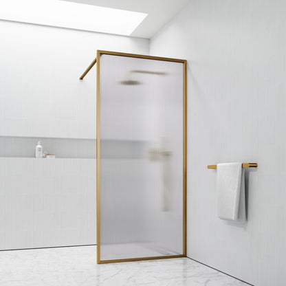 Opulence Reeded Glass Brushed Gold Shower Screen