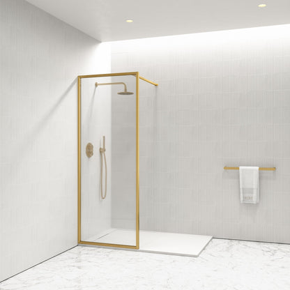 Opulence Reeded Glass Complete Walk In Shower Enclosure Brushed Gold - KIT A (ALL SIZES)