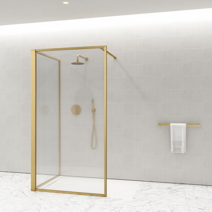 Opulence Reeded Glass Complete Walk In Shower Enclosure Brushed Gold - KIT C (ALL SIZES)