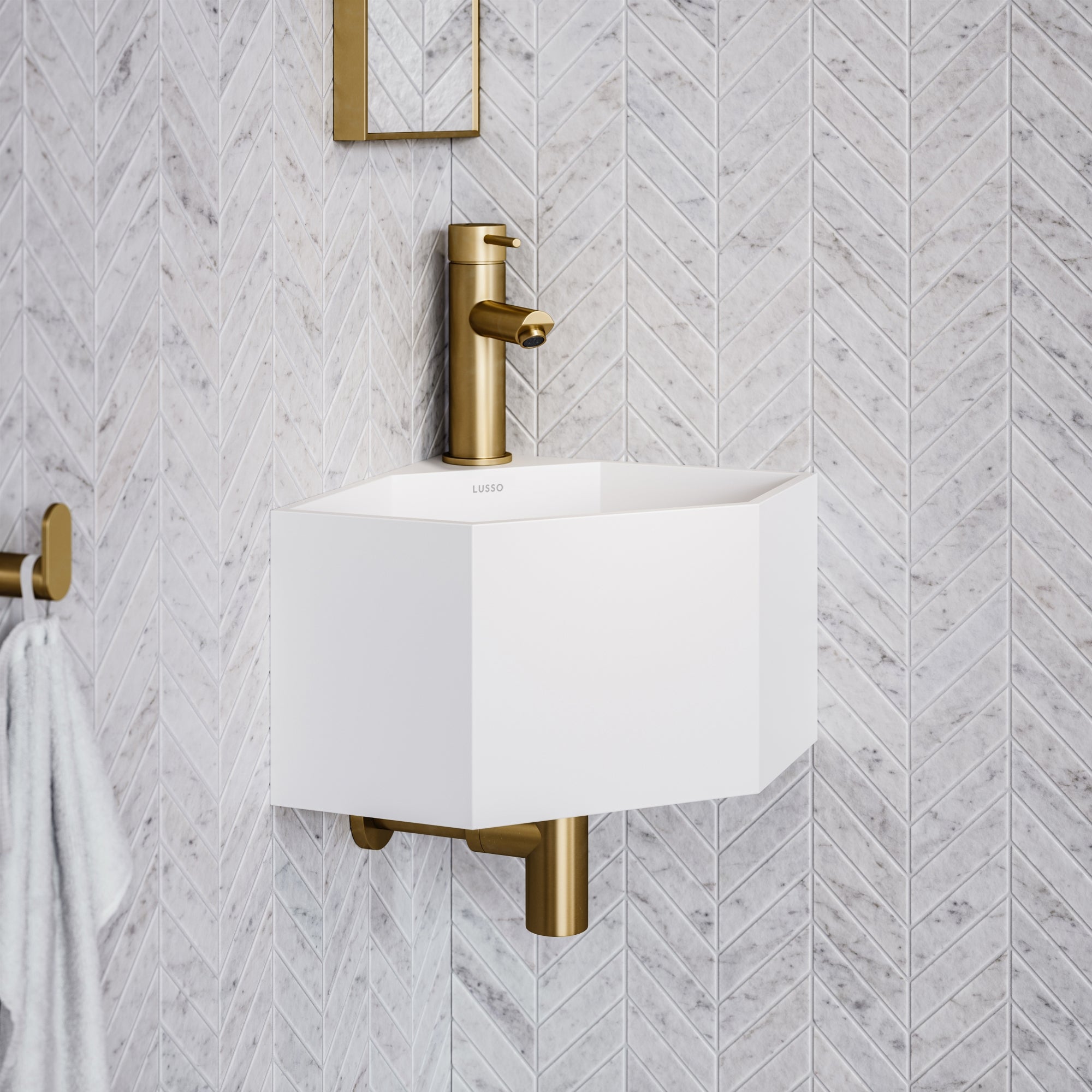 Opulent White Micro Corner Wall Hung Basin 300mm - LUSSO