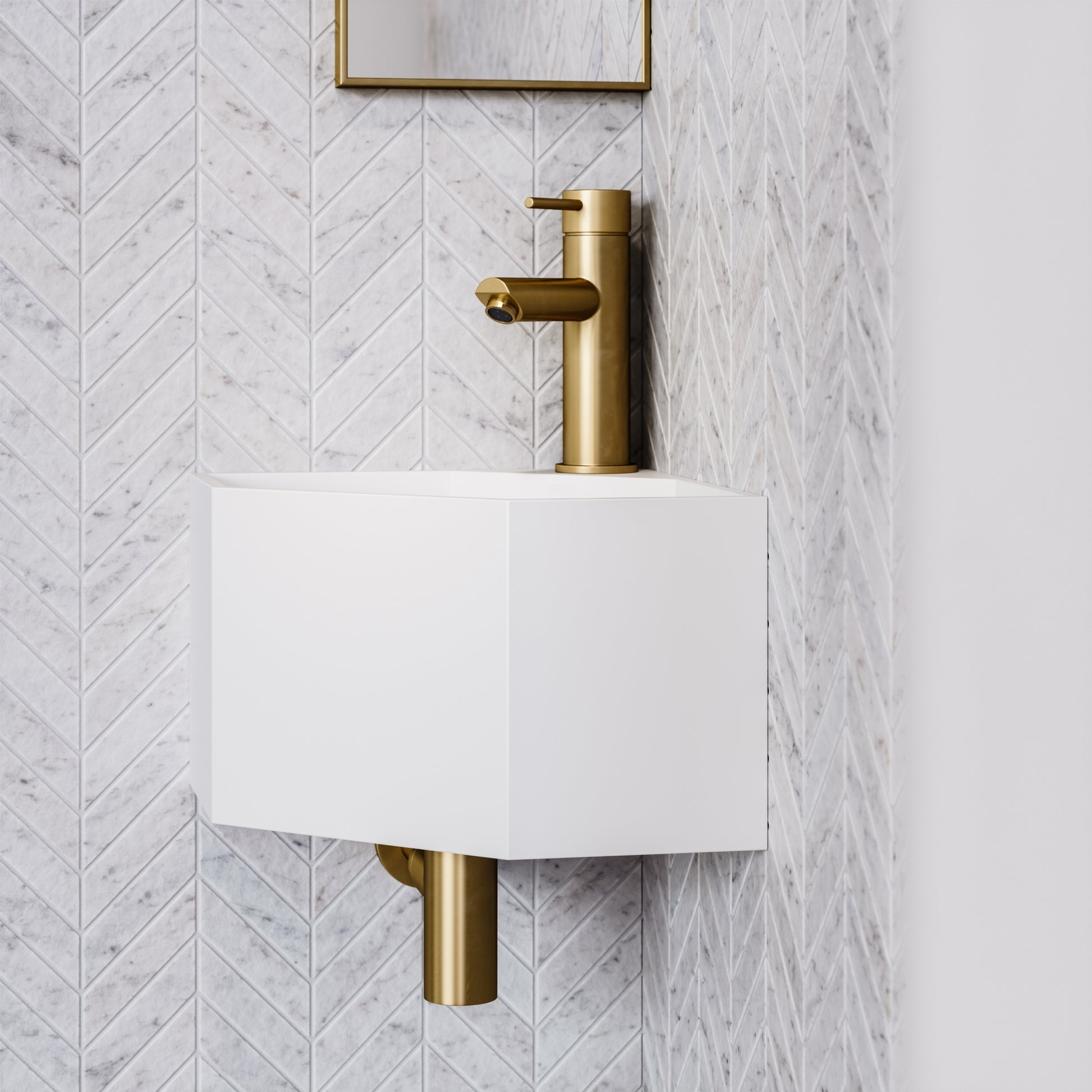 Opulent White Micro Corner Basin 300mm