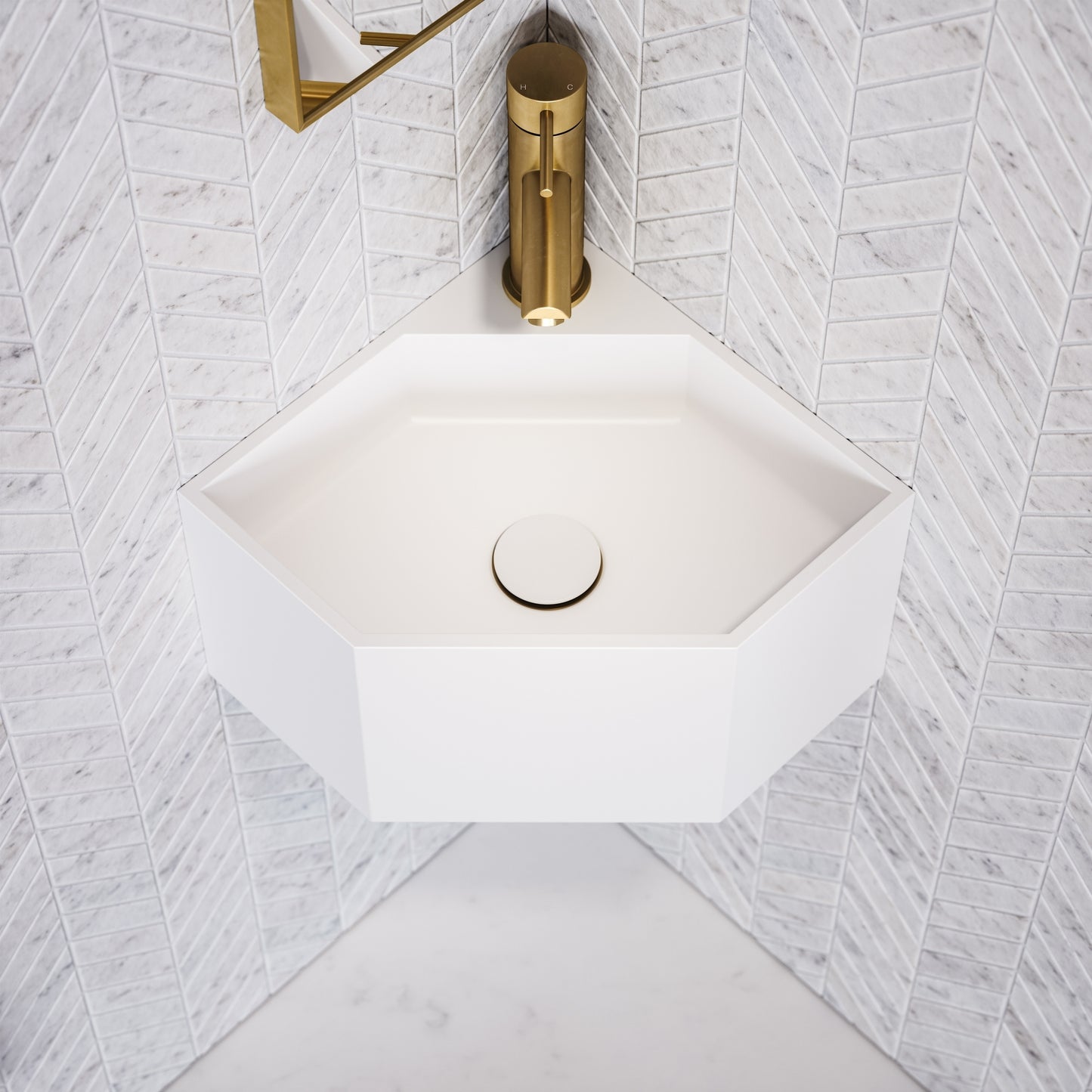 Opulent White Micro Corner Basin 300mm