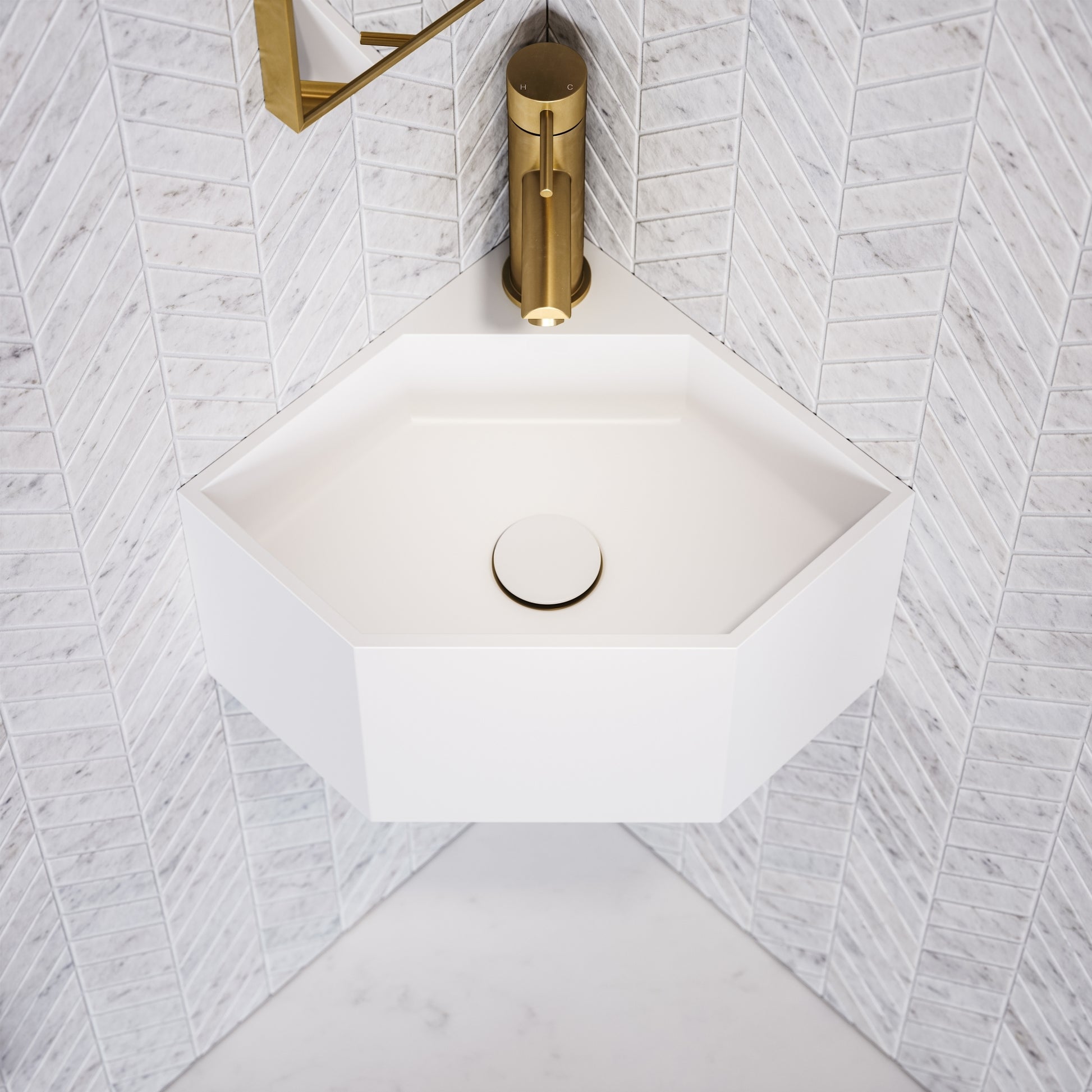 Opulent White Micro Corner Basin 300mm