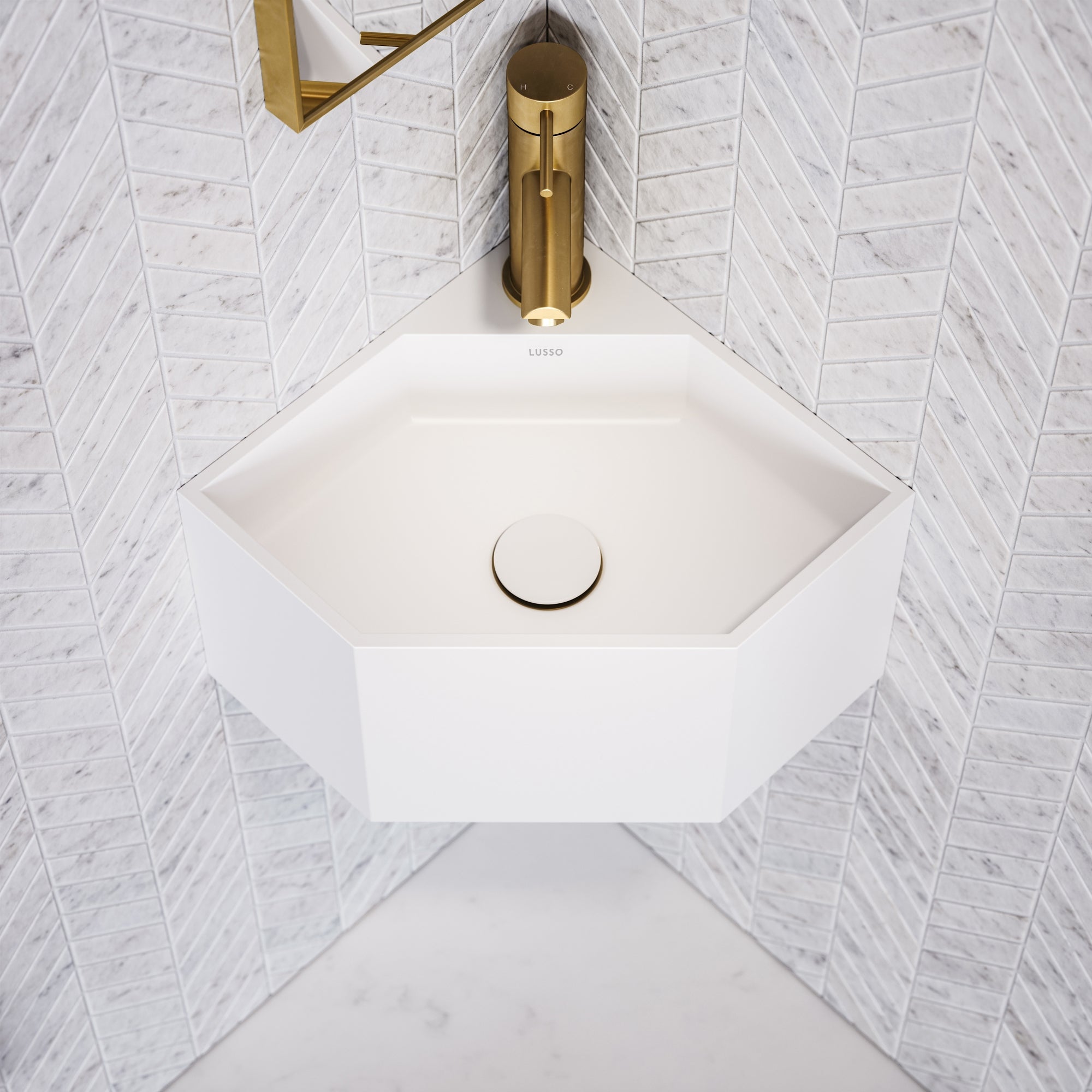 Opulent White Micro Corner Wall Hung Basin 300mm - LUSSO