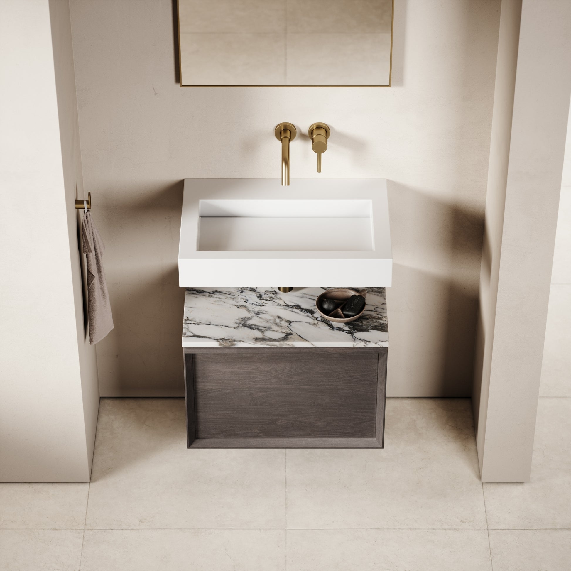 Palermo Grey Oak Vanity Unit 600mm