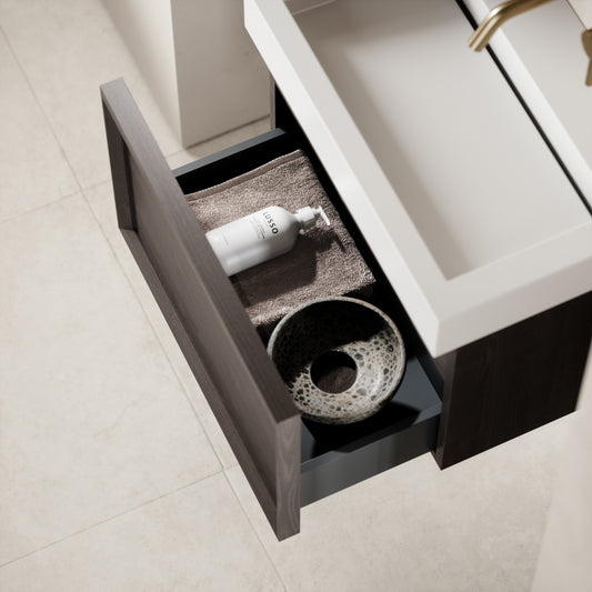 Palermo Grey Oak Vanity Unit 600mm