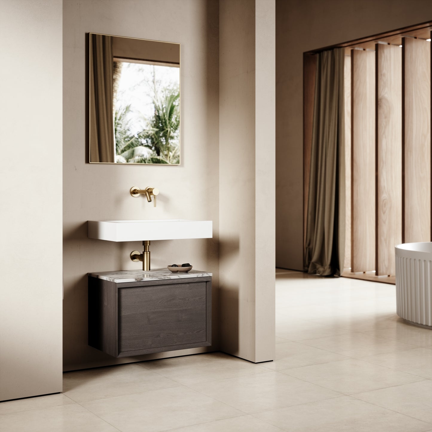 Palermo Modular Grey Oak Bathroom Storage Cabinet 600-1200mm