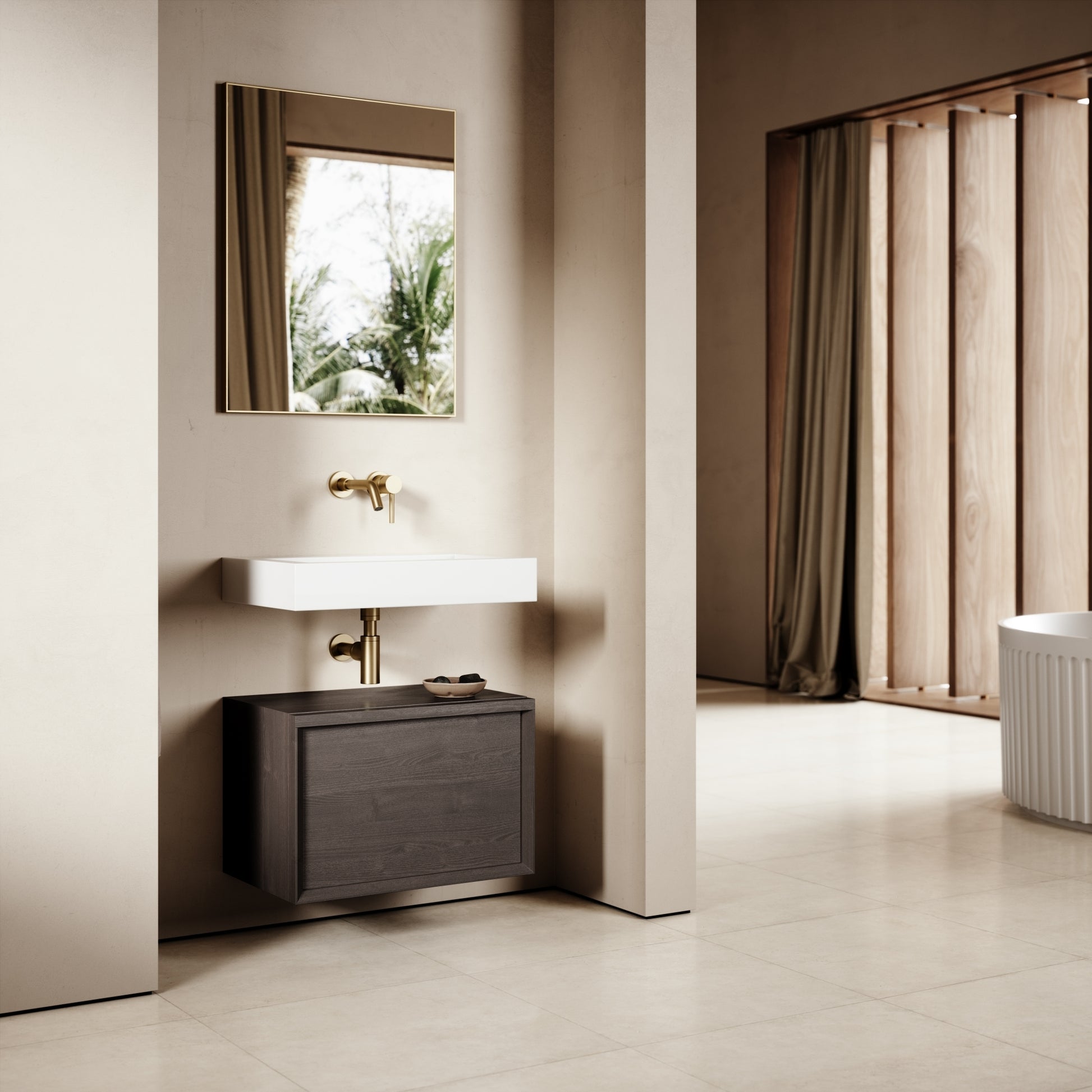 Palermo Modular Grey Oak Bathroom Storage Cabinet 600-1200mm