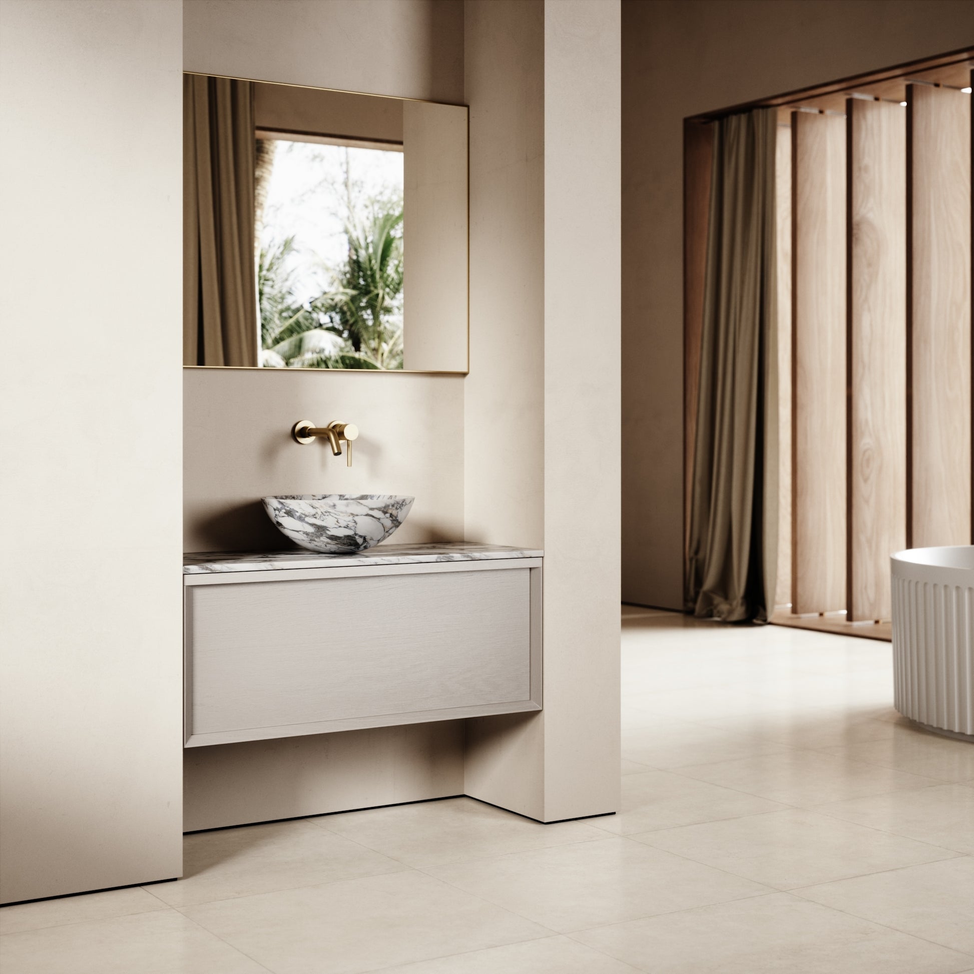 Palermo Velvet Beige Vanity Unit 1000mm