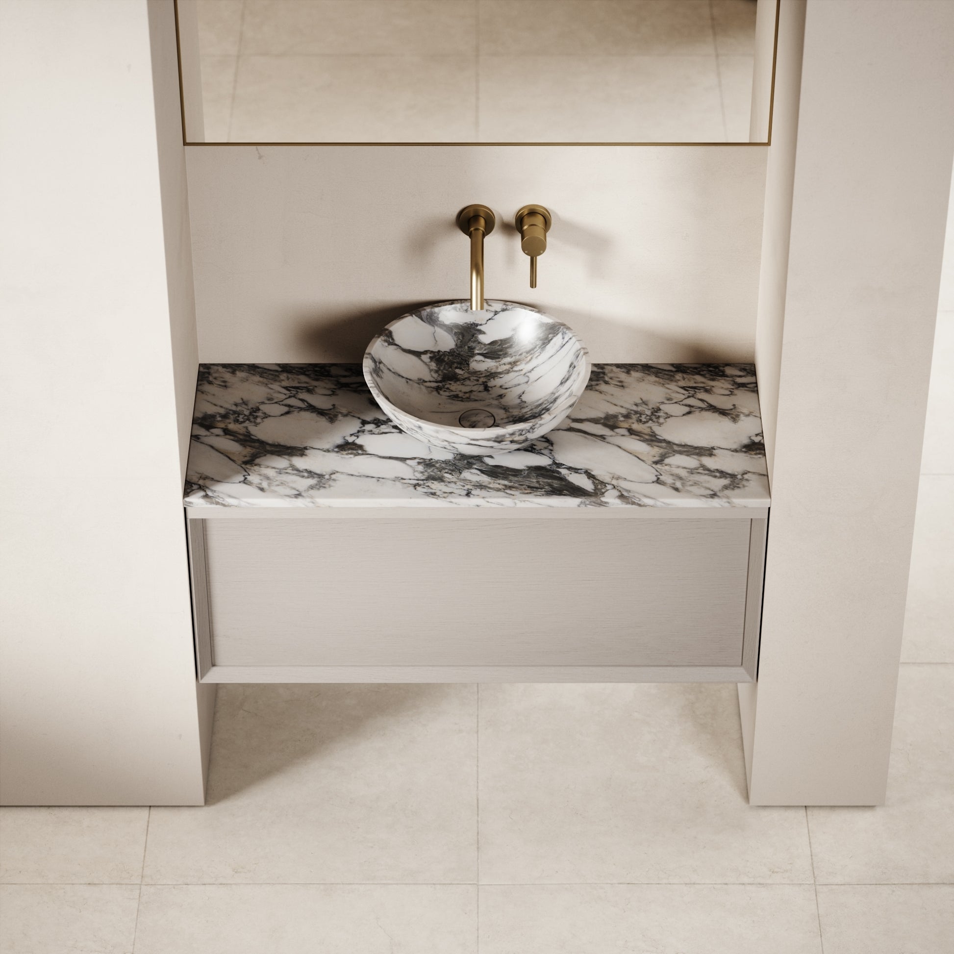 Palermo Velvet Beige Vanity Unit 1000mm