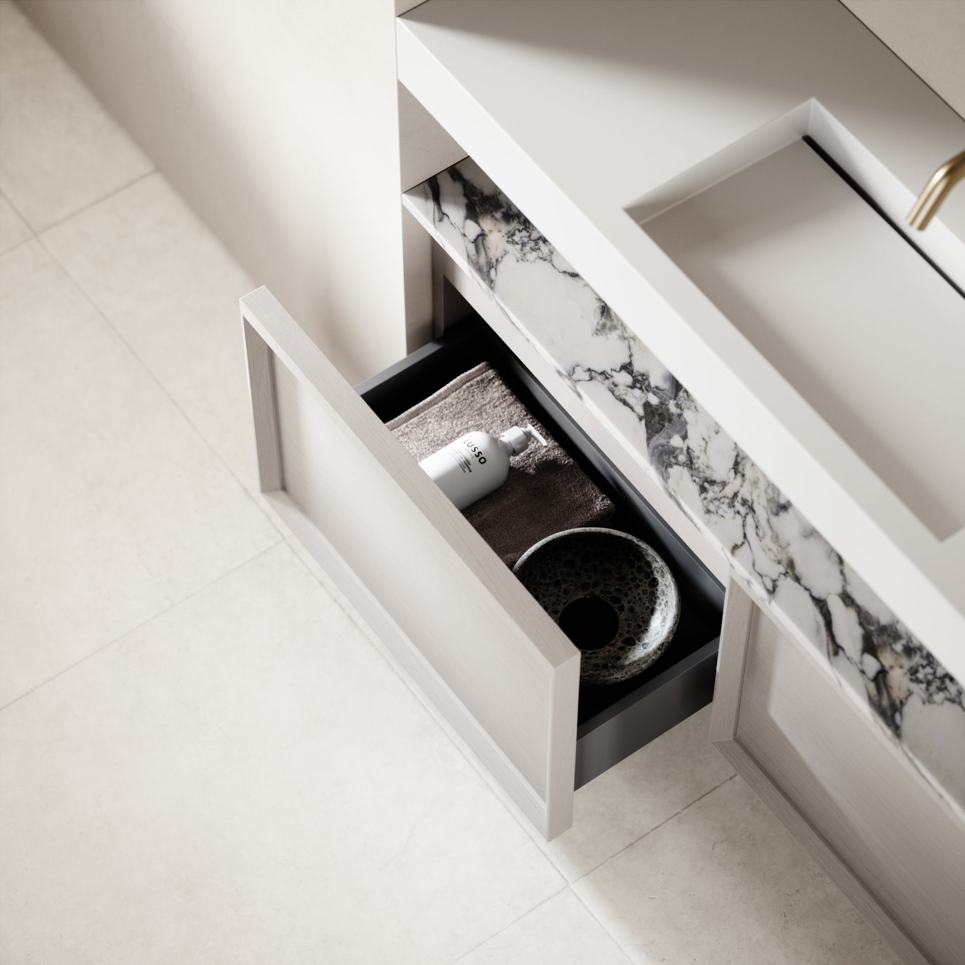 Palermo Velvet Beige Vanity Unit 1200mm