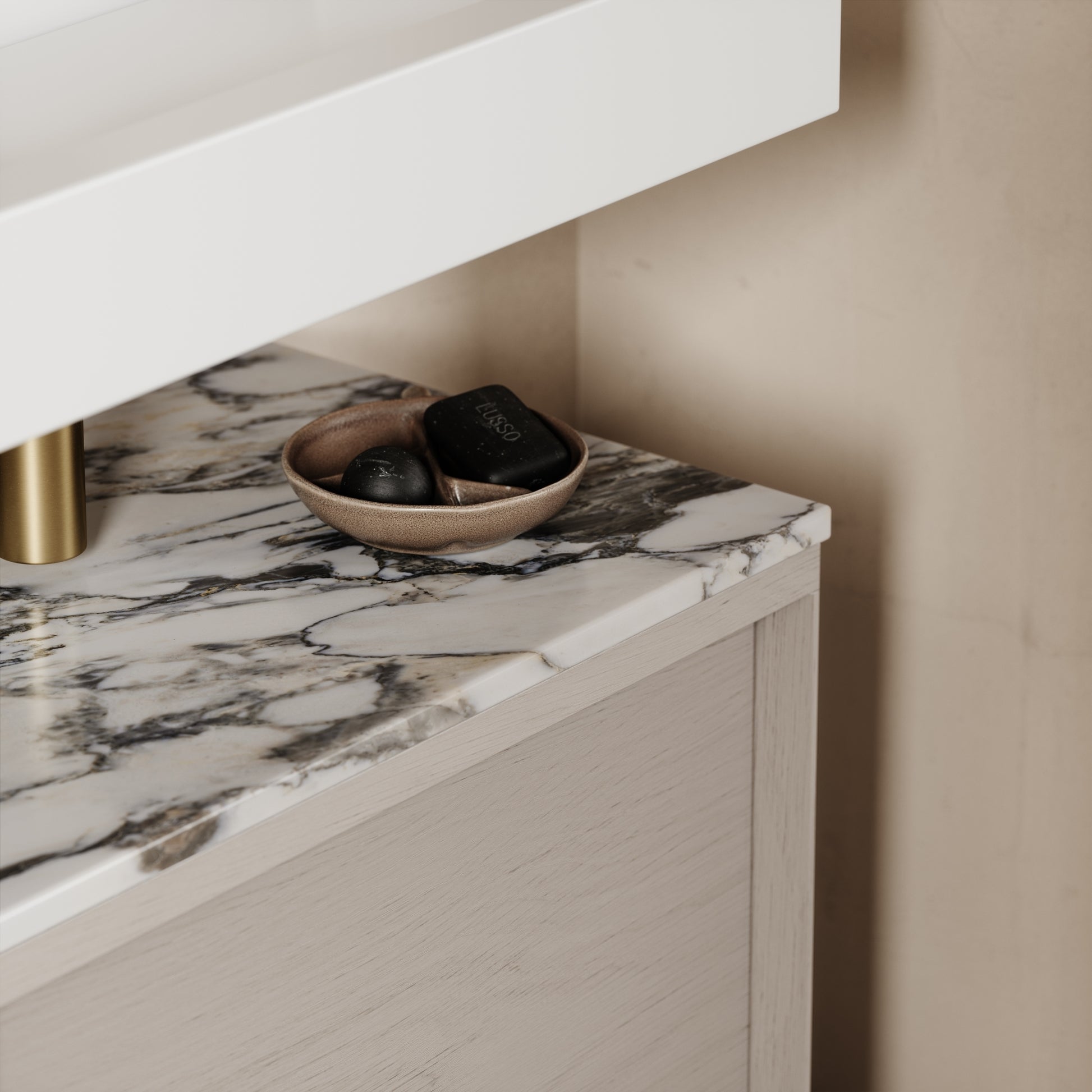 Palermo Velvet Beige Vanity Unit 600mm