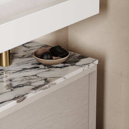 Palermo Velvet Beige Vanity Unit 600mm