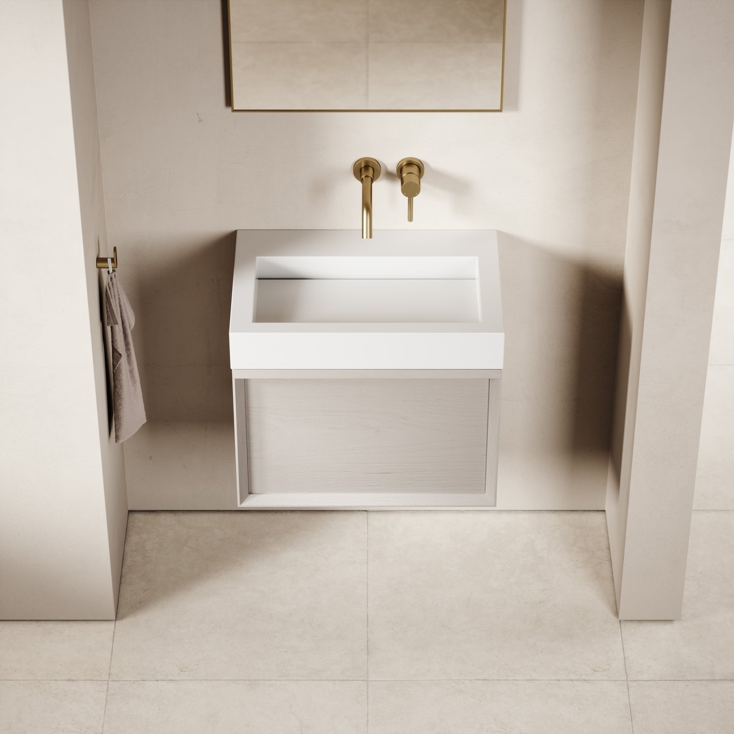 Palermo Velvet Beige Vanity Unit 600mm
