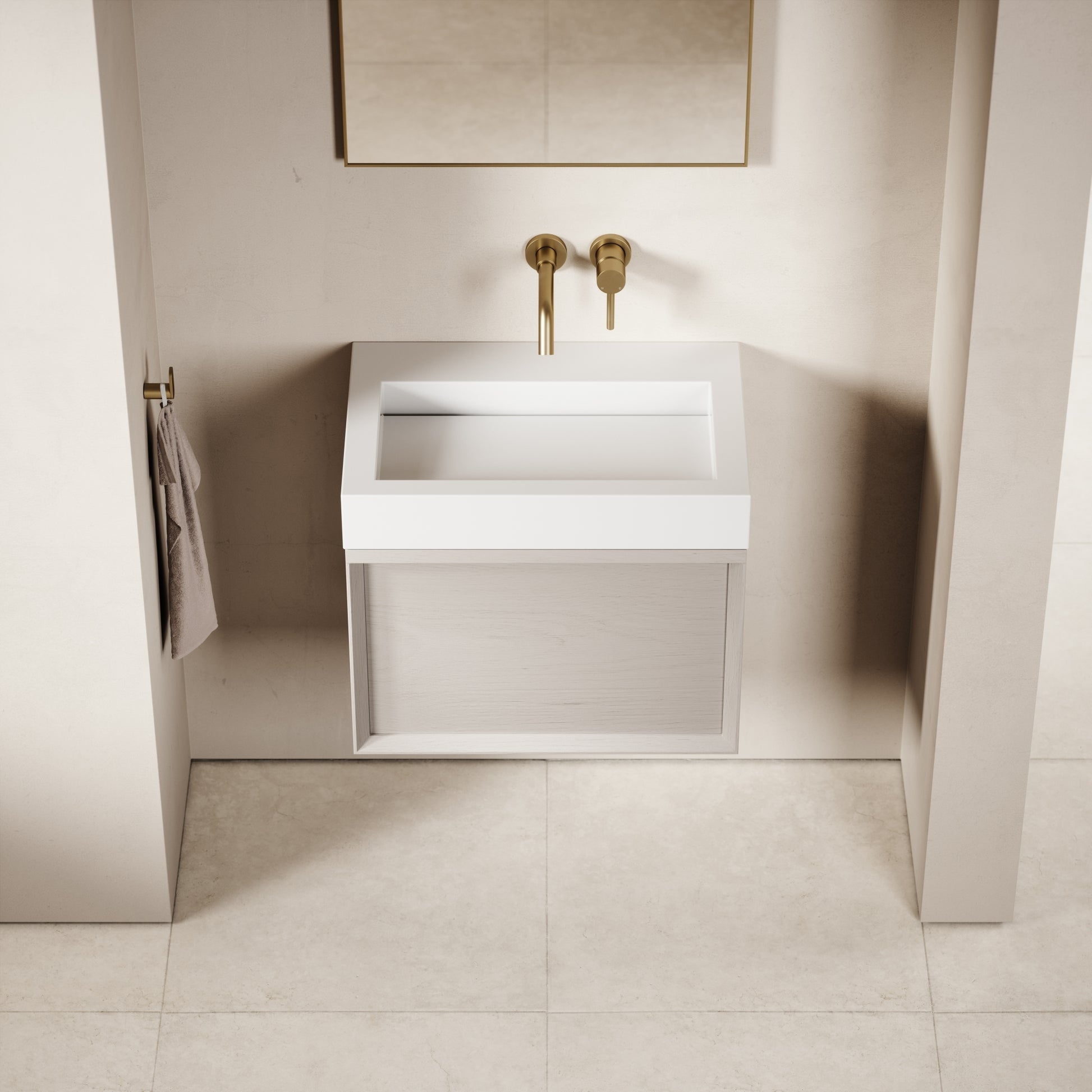 Palermo Velvet Beige Vanity Unit 600mm