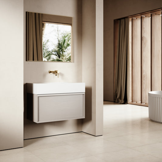 Palermo Velvet Beige Vanity Unit 800mm