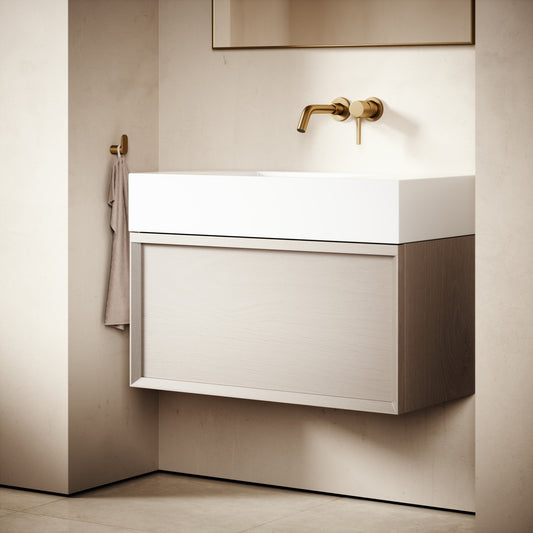 Palermo Velvet Beige Vanity Unit 800mm