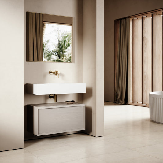 Palermo Velvet Beige Vanity Unit 800mm