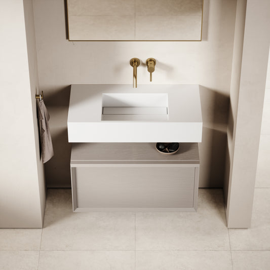 Palermo Velvet Beige Vanity Unit 800mm