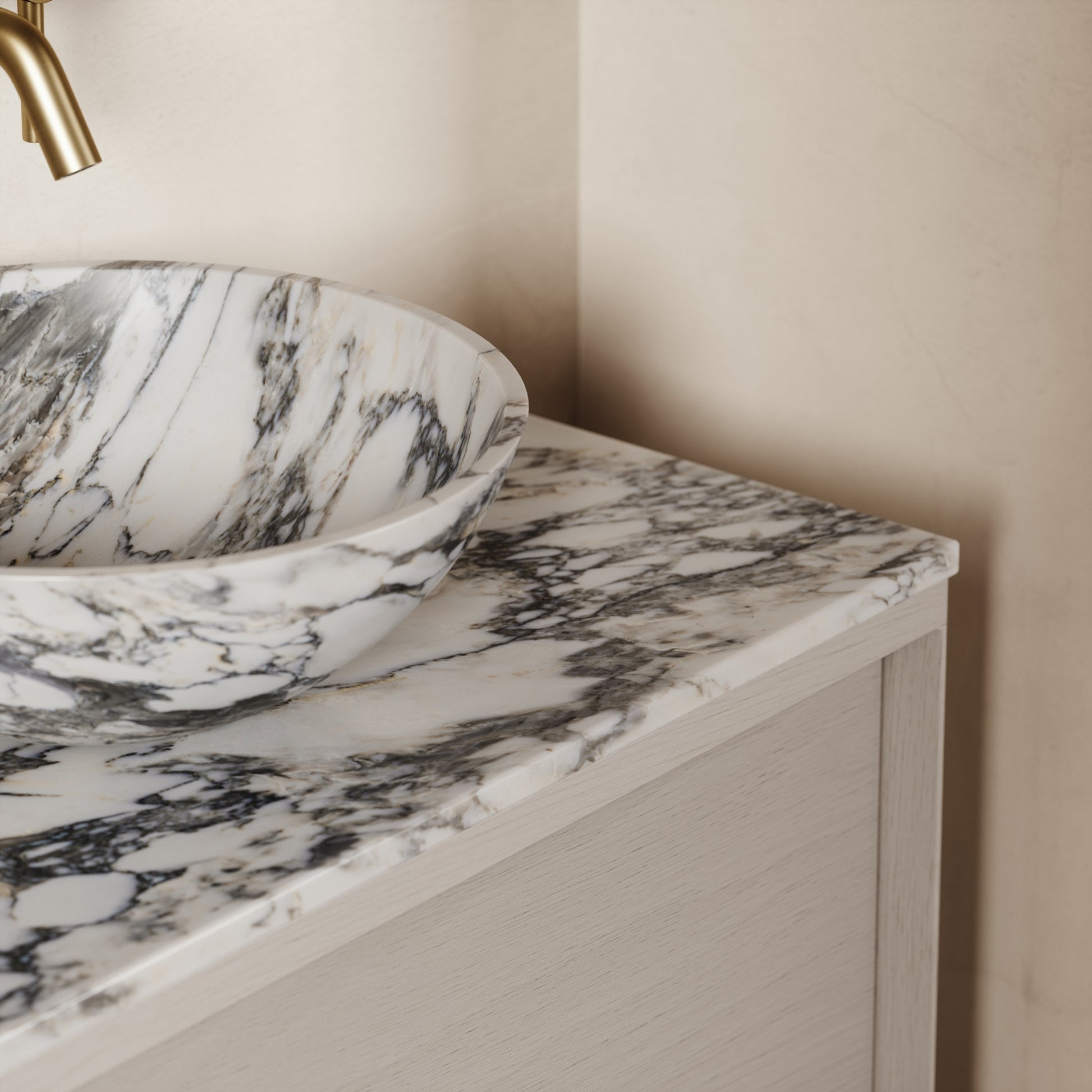 Palermo Velvet Beige Vanity Unit 800mm