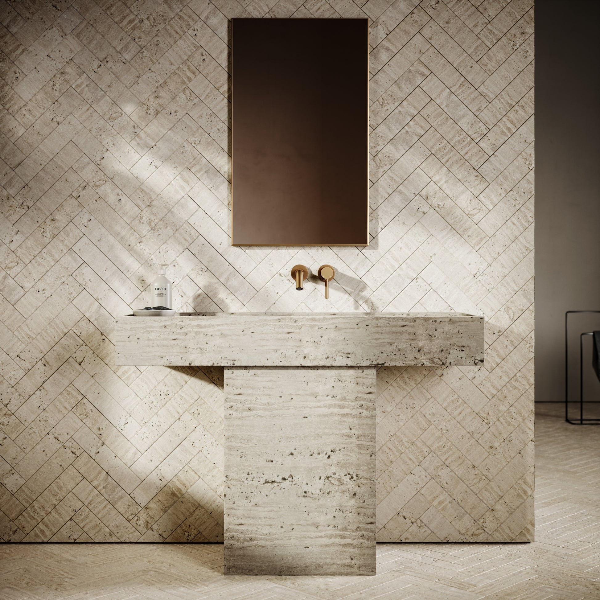 Palma Antique Travertine Stone Wall and Floor Brick Tile
