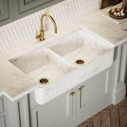 Palmetto Carrara Belfast Marble Polished Kitchen Sink 1000mm