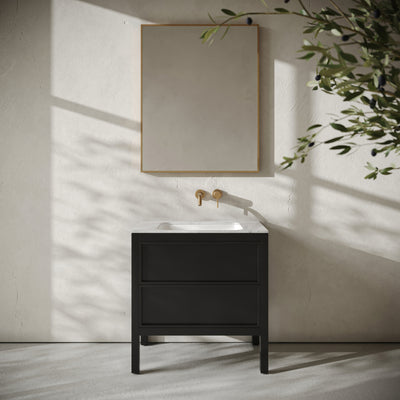 Pelham Bathroom Vanity Unit Black with Carrara Marble 800mm