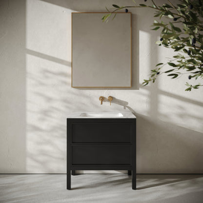 Pelham Bathroom Vanity Unit Black with Carrara Marble 800mm