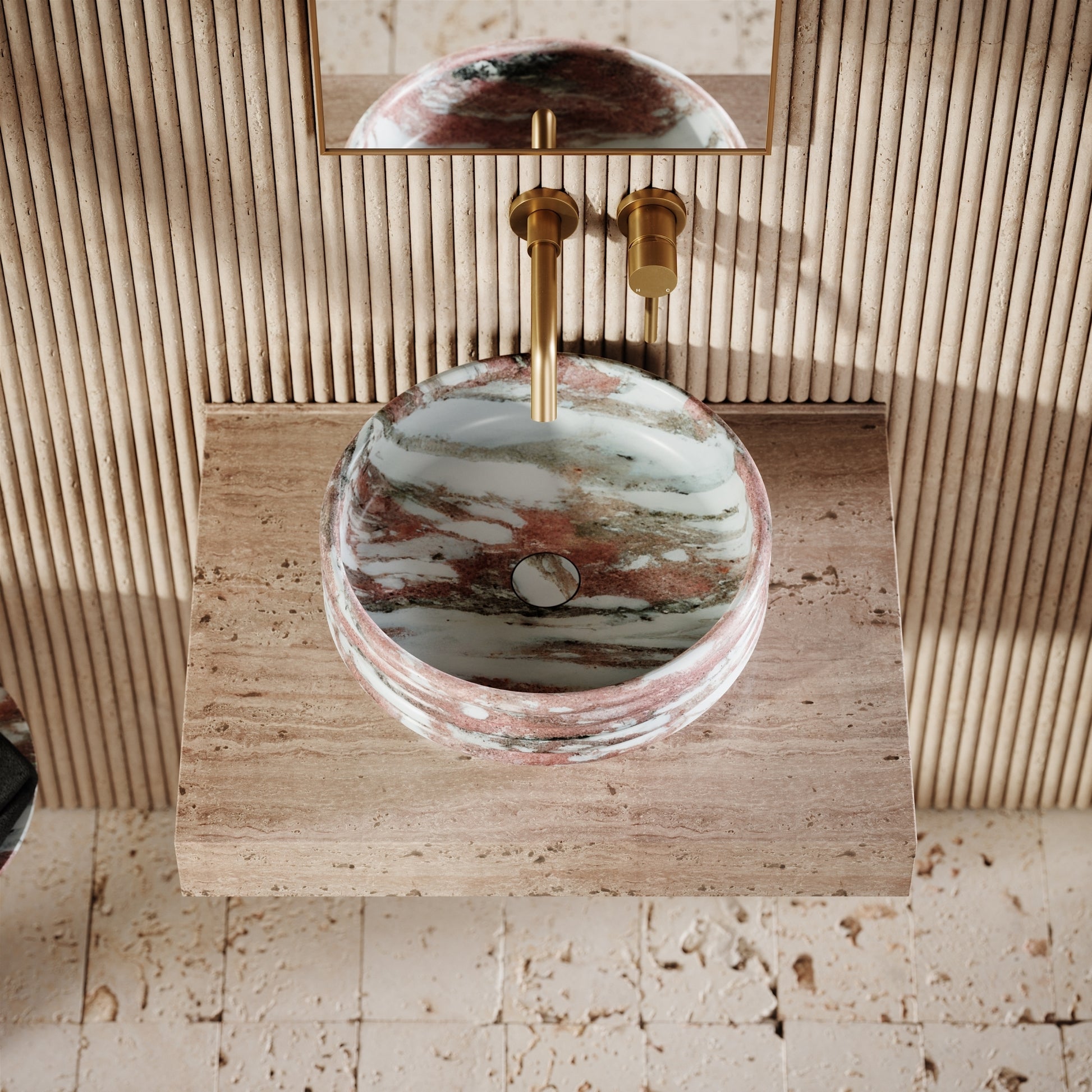 Perlato Rosa Norwegian Marble Countertop Basin 400mm