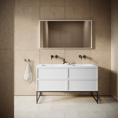 Piana Matte White Double Vanity Unit with Stone Basin 1400mm