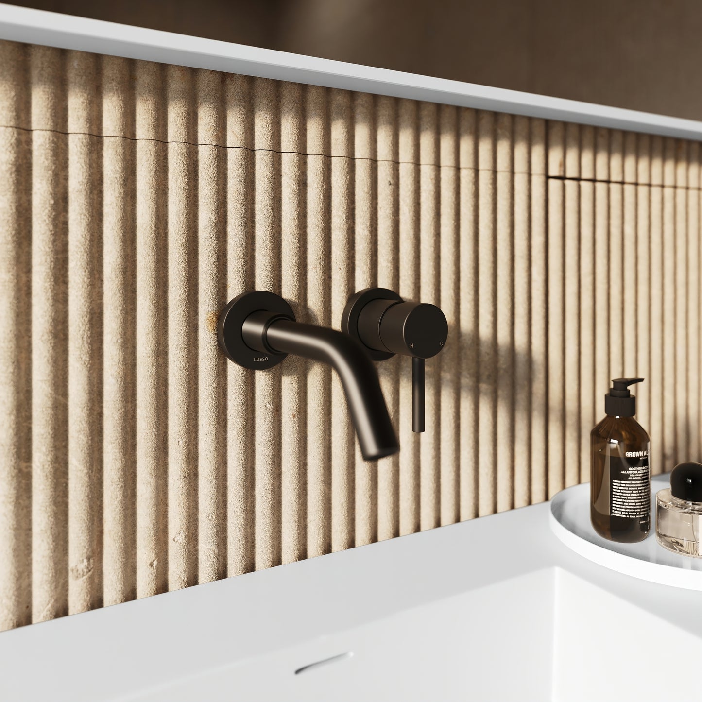 Piana Matte White Double Vanity Unit with Stone Basin 1400mm