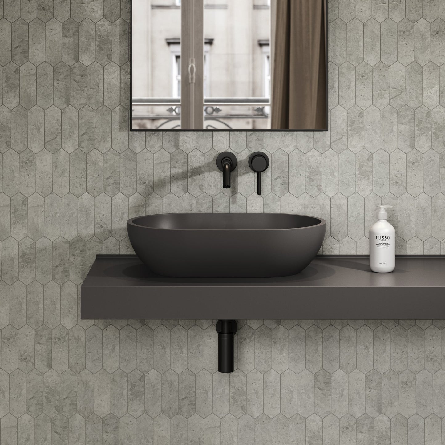 Picasso Charcoal Countertop Stone Basin 580mm