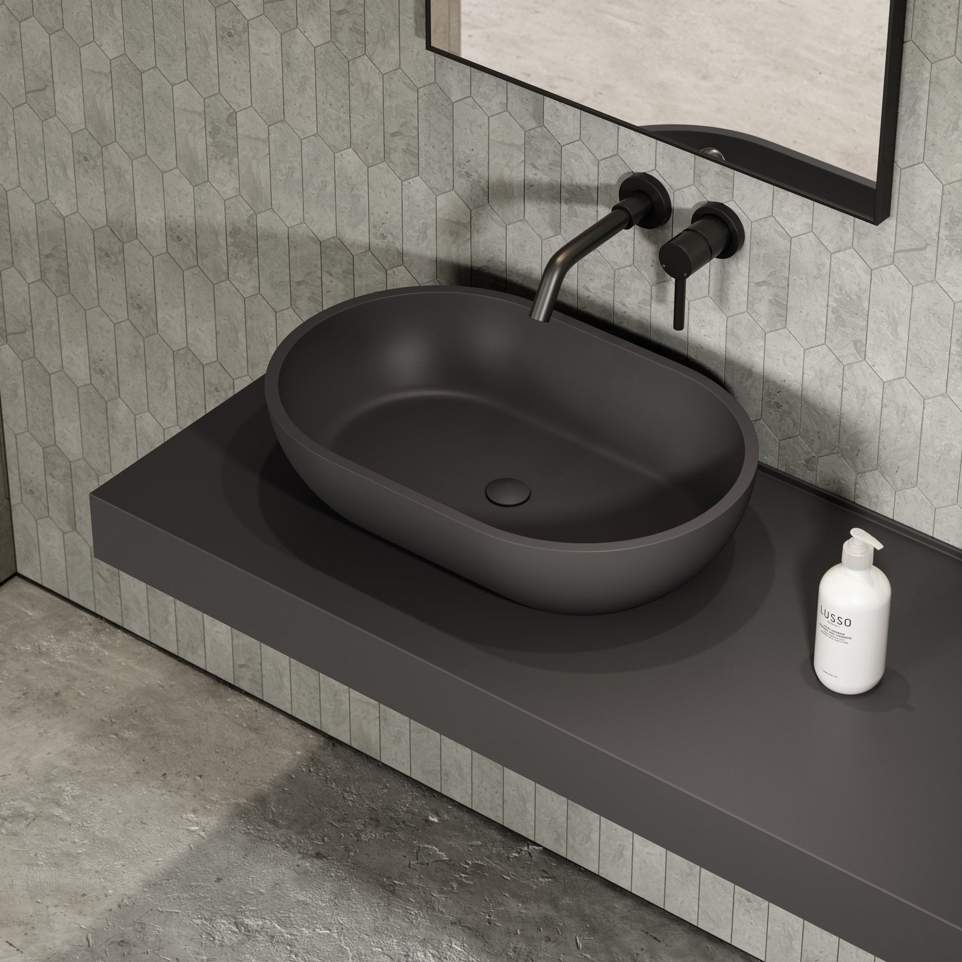 Picasso Charcoal Countertop Stone Basin 580mm