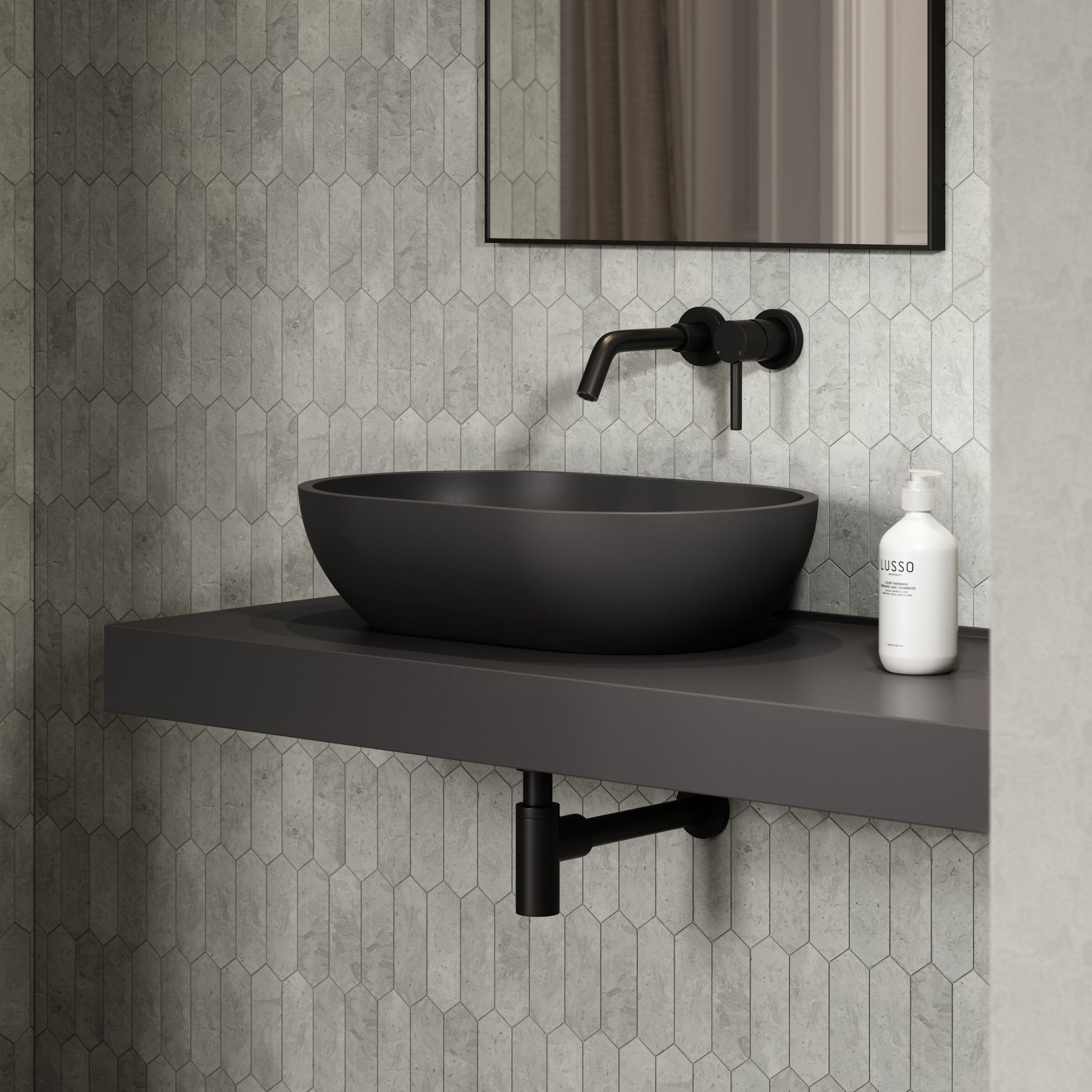 Picasso Charcoal Countertop Stone Basin 580mm
