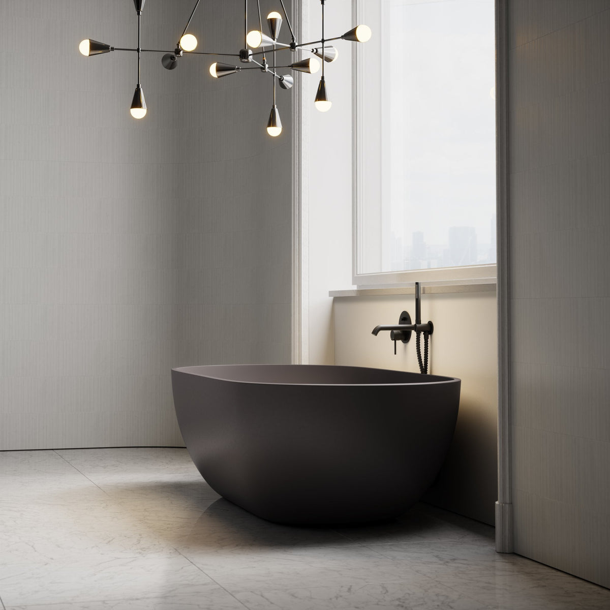 Picasso Charcoal Freestanding Stone Bath 1780mm - LUSSO