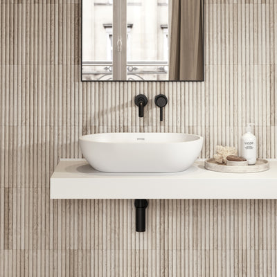 Picasso Stone Basin 580mm & Stone Wall Hung Countertop Basin Shelf Set
