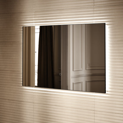 Plasma Matte Black Mirror with Backlit LED 1200mm