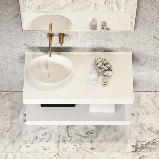Stone Wall Hung Countertop Basin Shelf (1000mm Wide - Matte/Polished White)