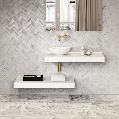 Stone Wall Hung Countertop Basin Shelf (1000mm Wide - Matte/Polished White)