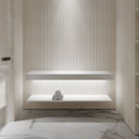 Stone Wall Hung Countertop Basin Shelf & Slimline Towel Shelf (1400mm Wide - Matte/Polished White)