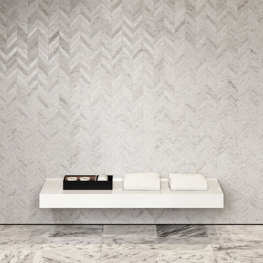 Stone Wall Hung Towel Shelf (1200mm Wide - Matte/Polished White)