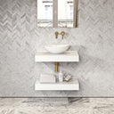 Stone Wall Hung Countertop Basin Shelf & Towel Shelf (660mm Wide - Matte/Polished White)