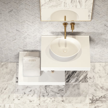 Stone Wall Hung Countertop Basin Shelf & Towel Shelf (660mm Wide - Matte/Polished White)