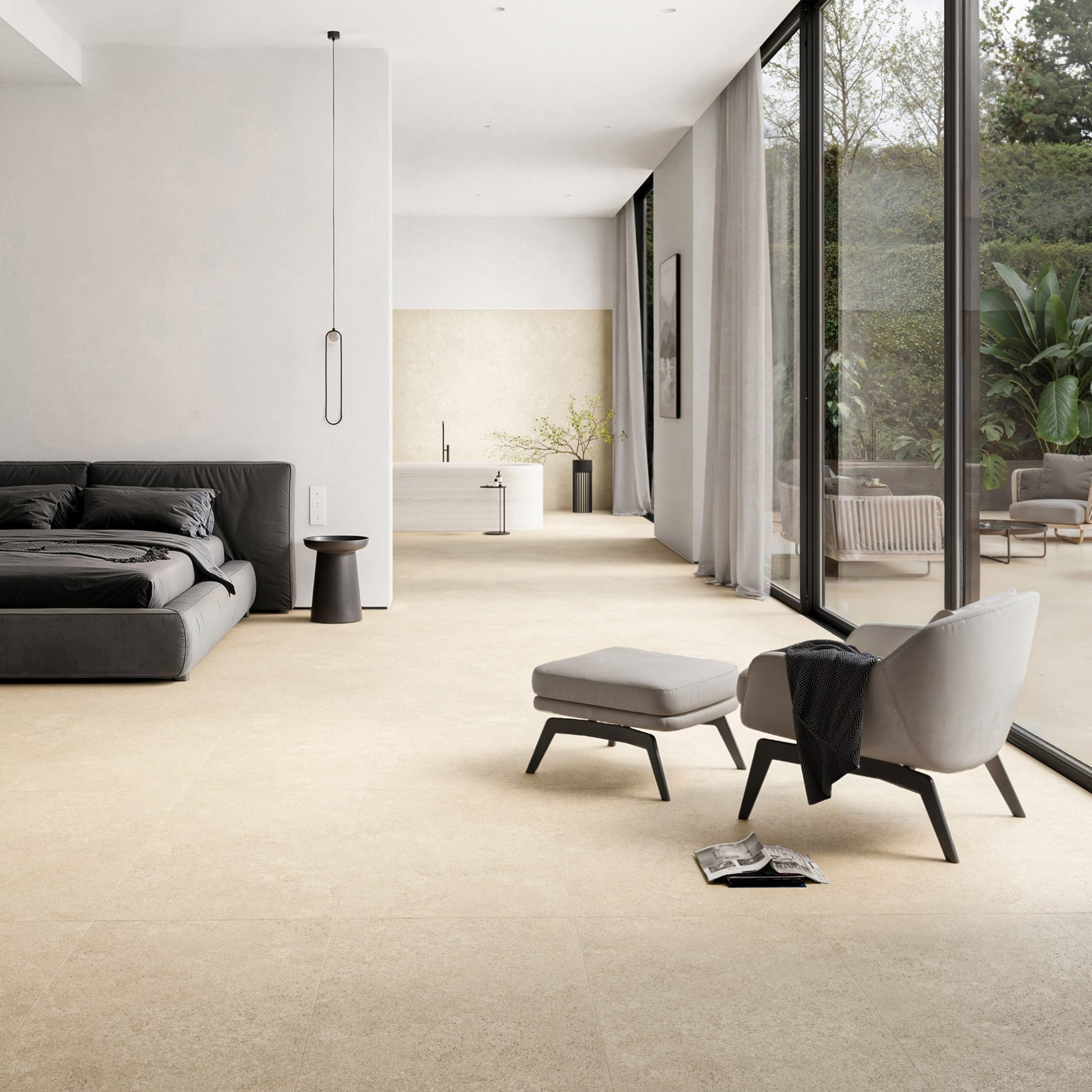 Porcini Beige Natural Stone Porcelain Tile 1200 x 600 mm