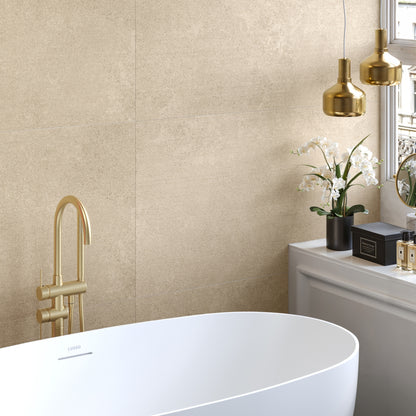 Porcini Beige Natural Stone Textured Porcelain Tile 1200 x 600 mm