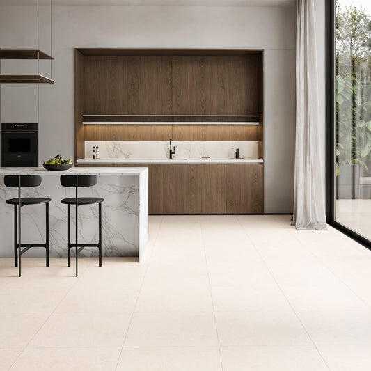 Porcini Crema Natural Stone Porcelain Wall or Floor Tile 600 x 600mm