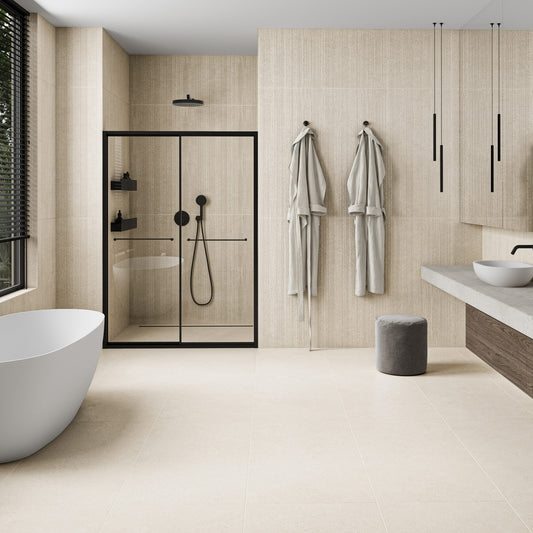 Porcini Crema Natural Stone Textured Porcelain Tile 1200 x 600 mm